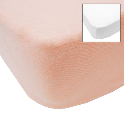 Lot de 2 draps-housses unis 70x140 cm Corail + Blanc - Babycalin