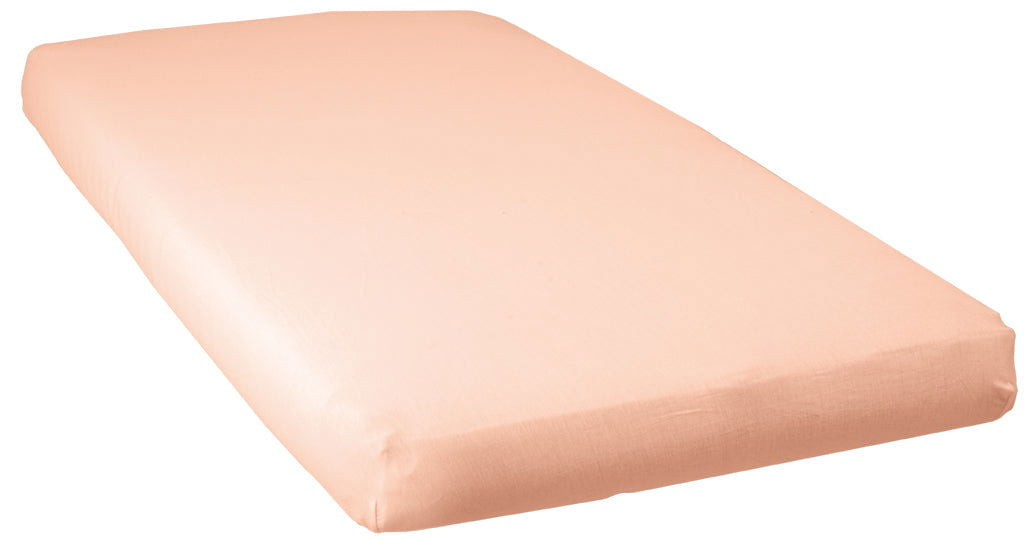 Lot de 2 draps-housses unis 70x140 cm Corail + Blanc - 