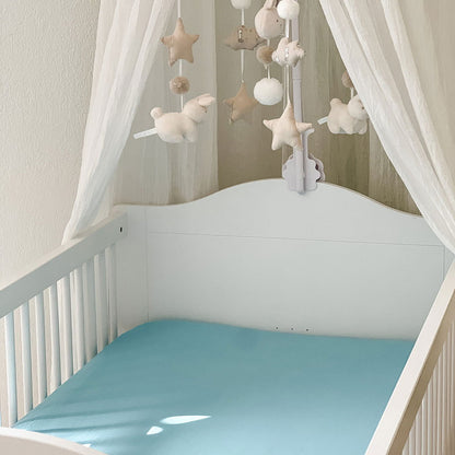 Lot de 2 draps housse 60x120x15 cm - Plumes bleues - BB Malin