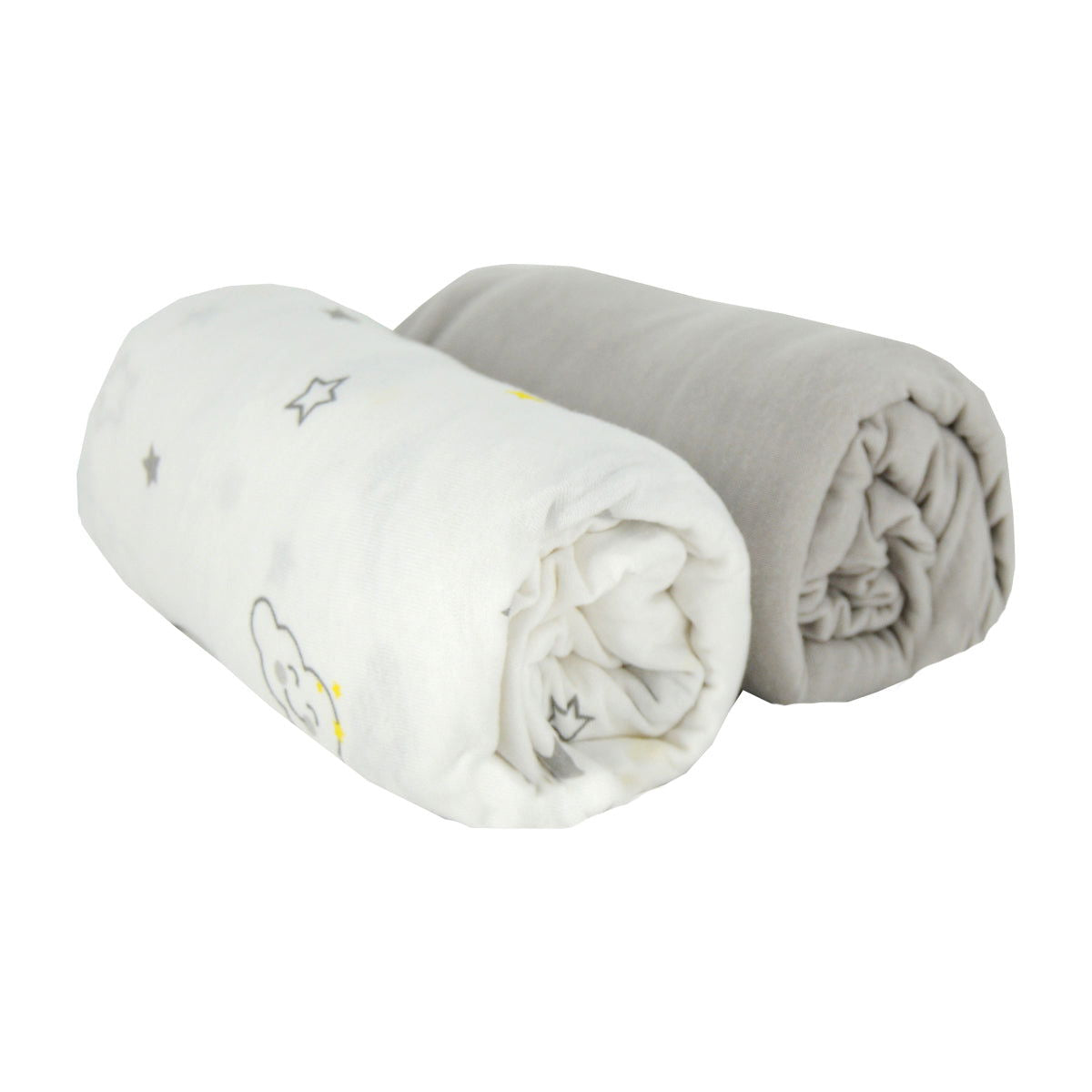 Lot de 2 draps housses 70x140 cm Nuage Gris BB Malin