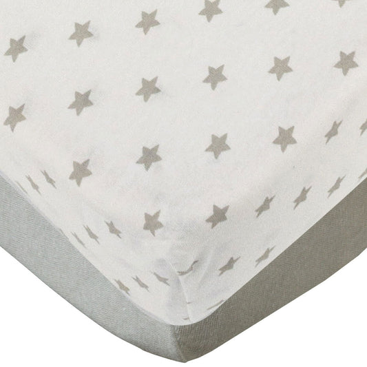 Lot de 2 draps housse en coton 60x120 cm - Gris + Imprimé étoiles - Babycalin