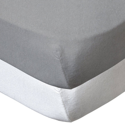 Lot de 2 draps housse en coton 70x140 cm - Blanc + gris - Babycalin