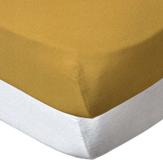Lot de 2 draps housse unis 60x120 cm - Moutarde/Blanc - BB Malin