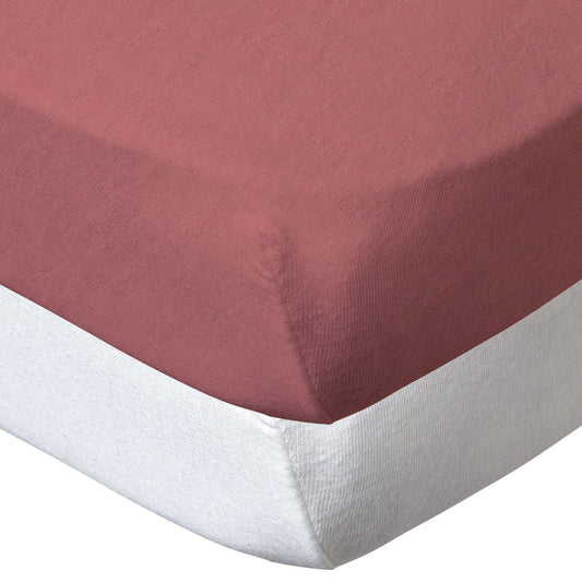 Lot de 2 draps housse unis 60x120 cm - Terracotta/Blanc - BB Malin