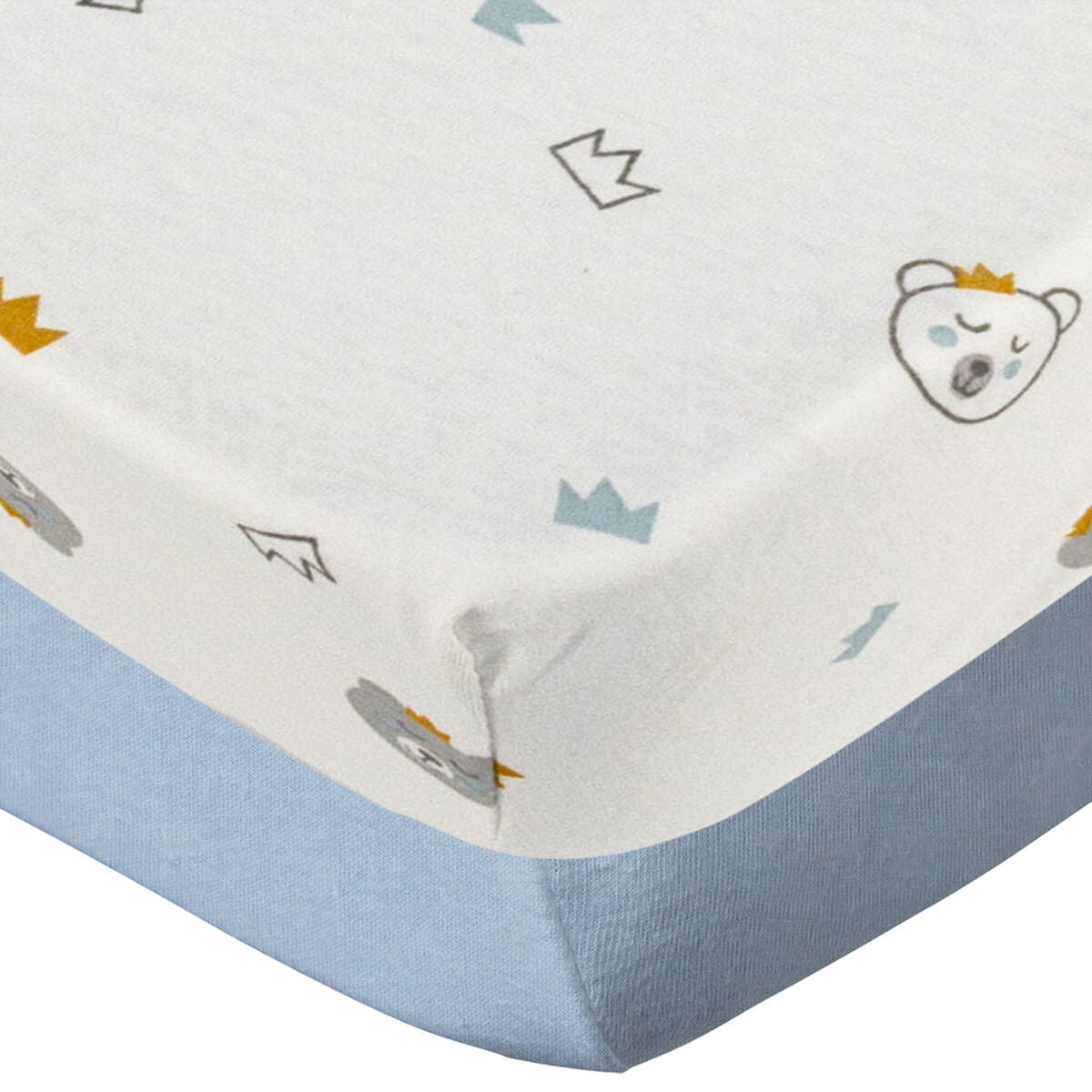 Lot de 2 draps housses 70x140 cm - Ours + Bleu - Babycalin