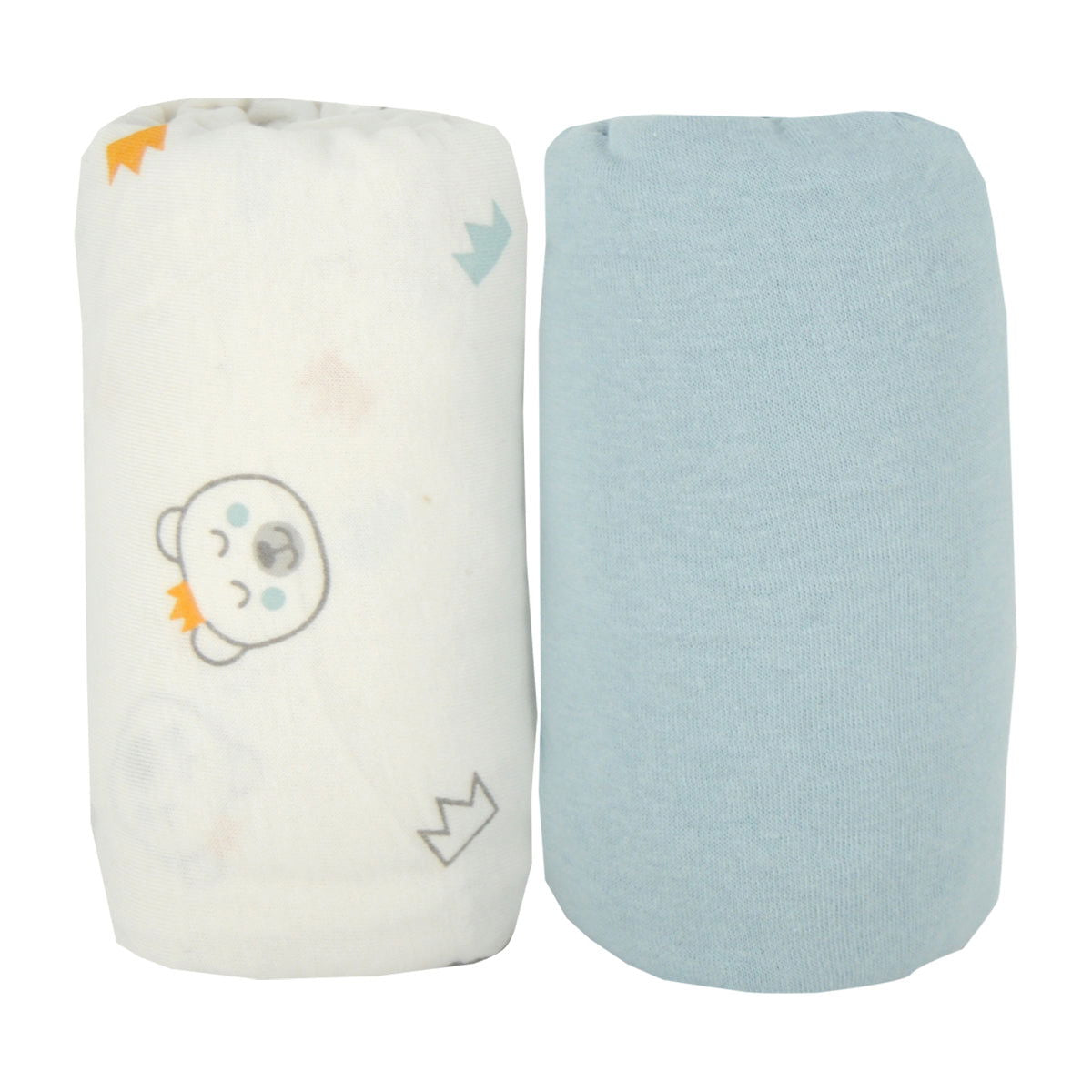 Lot de 2 draps housses 70x140 cm - Ours + Bleu - 