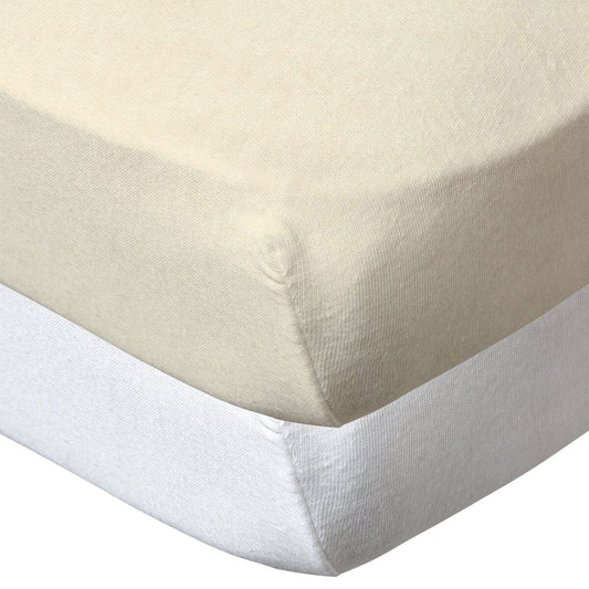 Lot de 2 draps housses en coton 70x140 cm - Blanc + écru - Babycalin