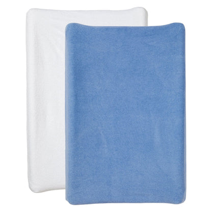 Lot de 2 housses de matelas à langer en éponge 50x70 cm - Blanc + Bleu jean - Babycalin