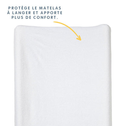 Lot de 2 housses de matelas à langer en éponge 50x70 cm - Blanc + Bleu jean - 