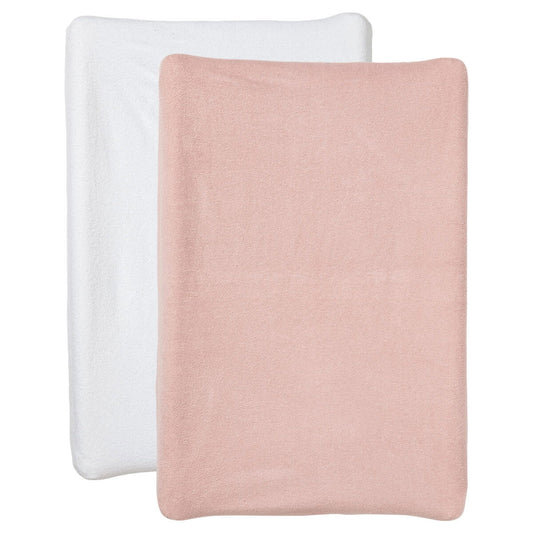 Lot de 2 housses de matelas à langer en éponge 50x70 cm - Blanc + Rose - Babycalin