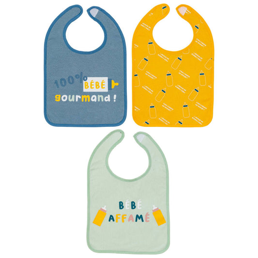 Lot de 3 bavoirs 6 mois 25x36 cm - Bébé gourmand - Babycalin