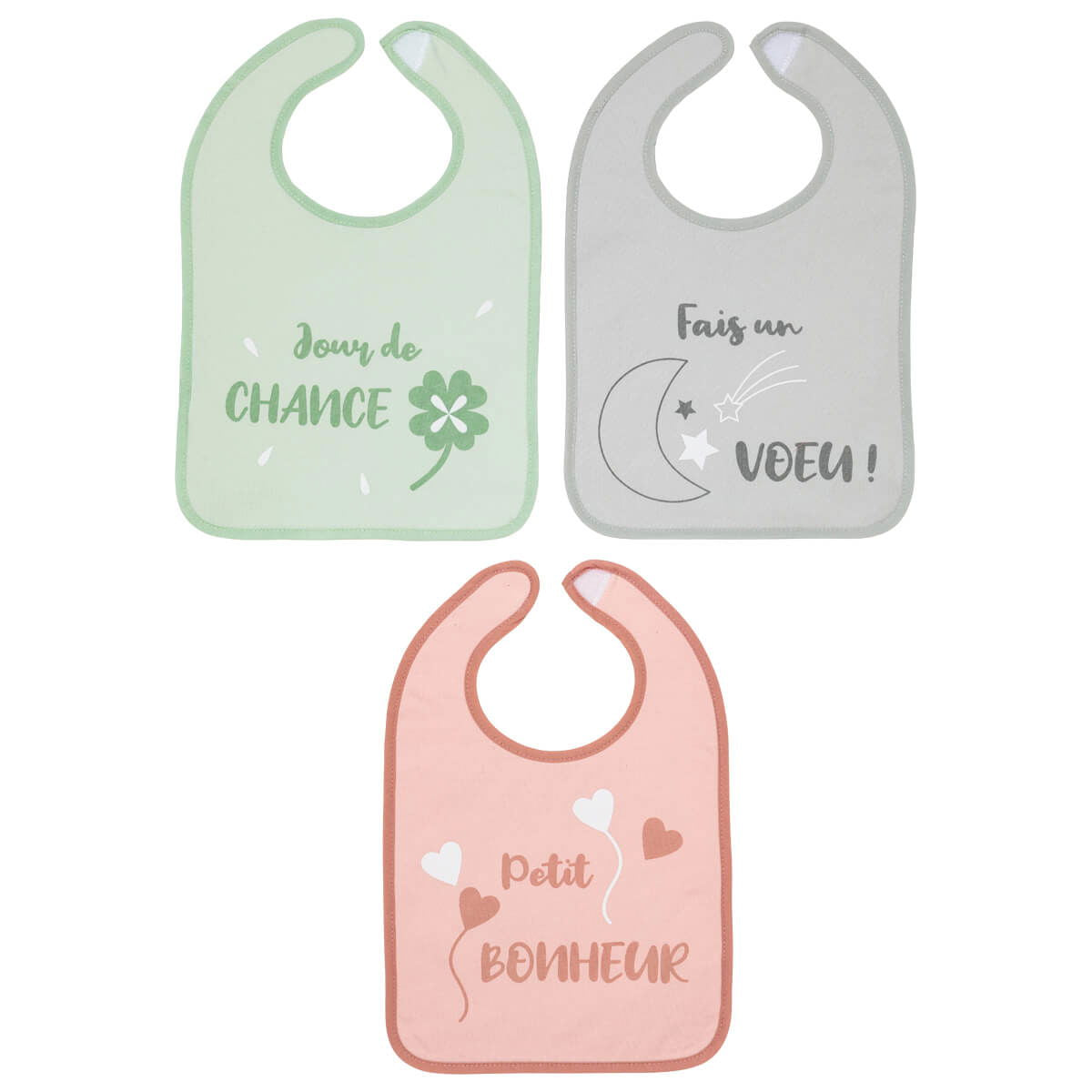 Lot de 3 bavoirs 6 mois 25x36 cm - Chance - BB Malin