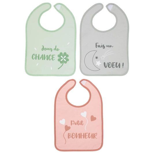 Lot de 3 bavoirs 6 mois 25x36 cm - Chance - BB Malin