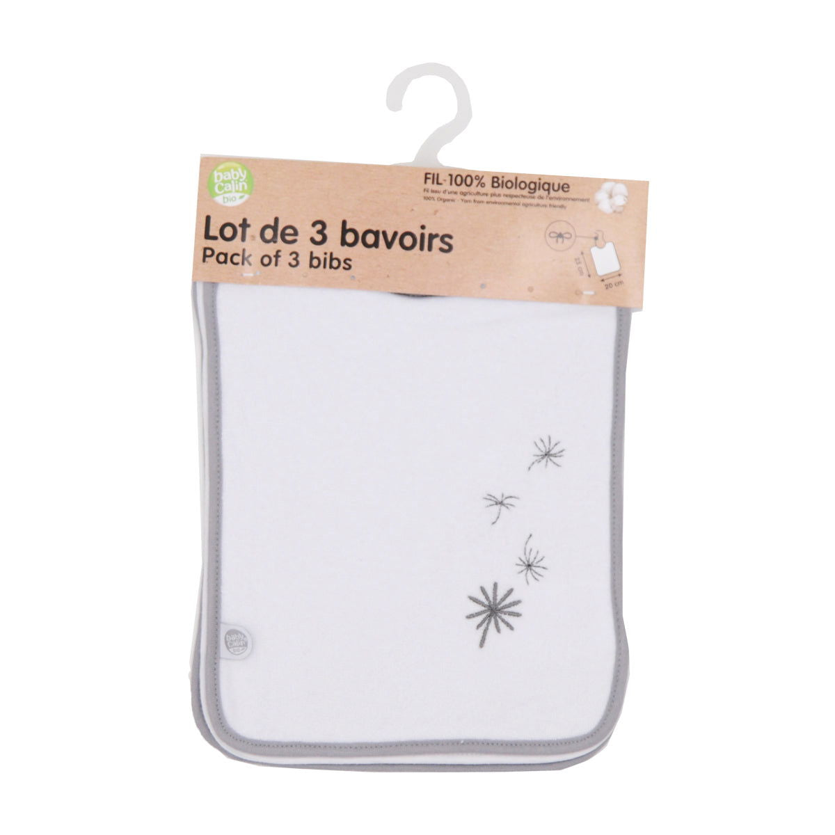Lot de 3 bavoirs bio Jeune Pousse - naissance - BB Malin