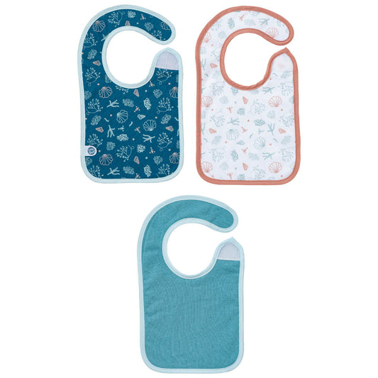 Lot de 3 bavoirs naissance 17x29 cm - Seaside Romance - BB Malin