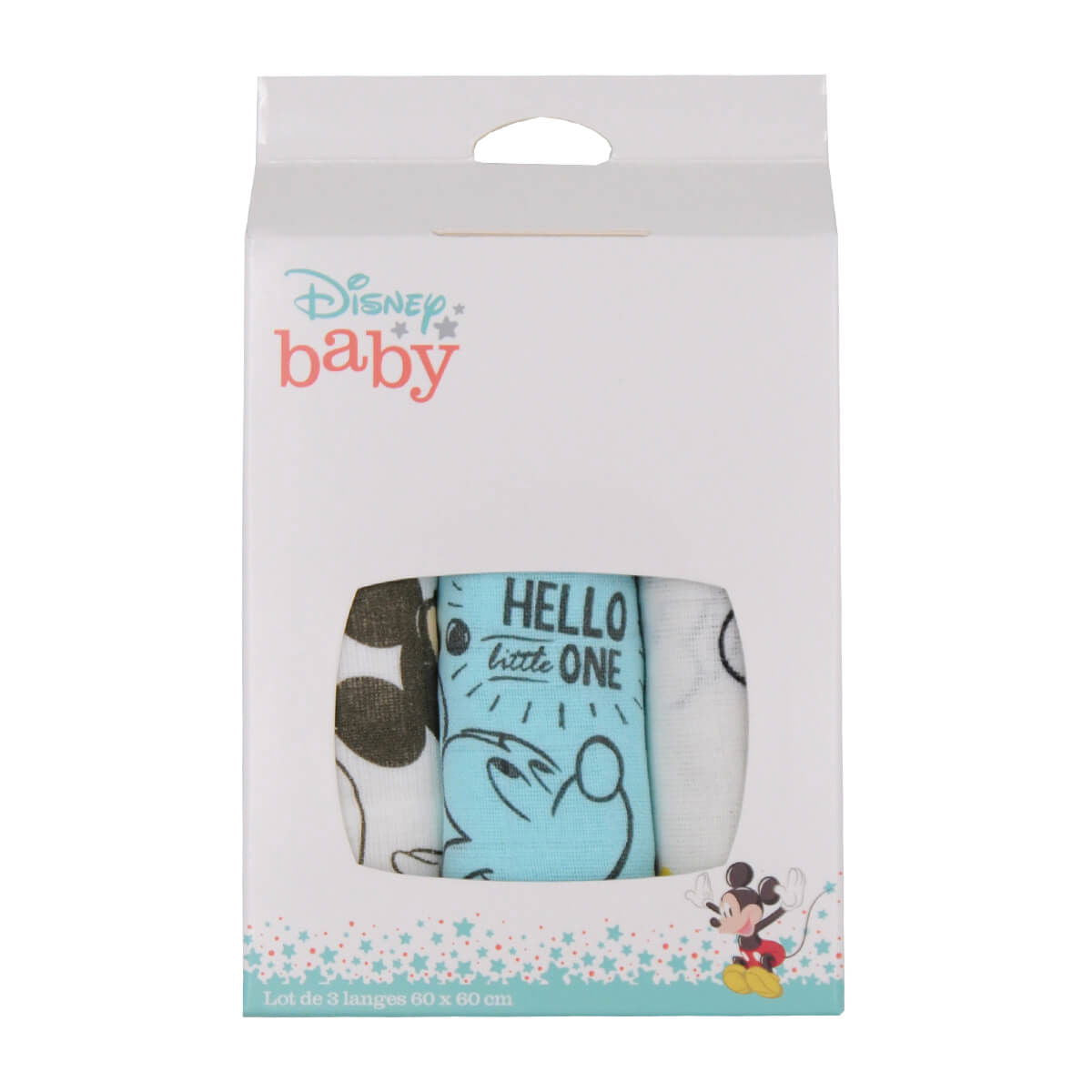 Lot de 3 langes Mickey Little One - 60x60 cm - BB Malin