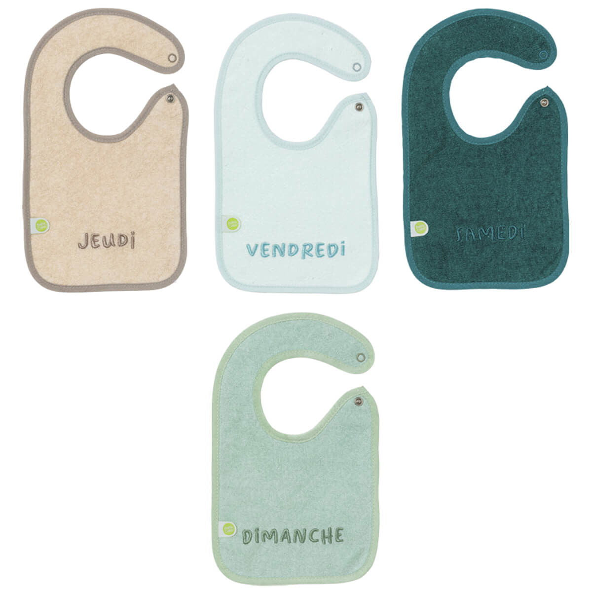 Lot de 7 bavoirs journaliers Colored Naissance - BB Malin