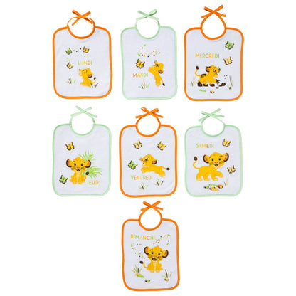 Lot de 7 bavoirs journaliers naissance Roi Lion Jungle - BB Malin