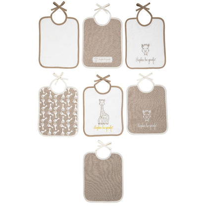 Lot de 7 bavoirs naissance brodés à lacets Sophie la Girafe Paris - Sophie la Girafe