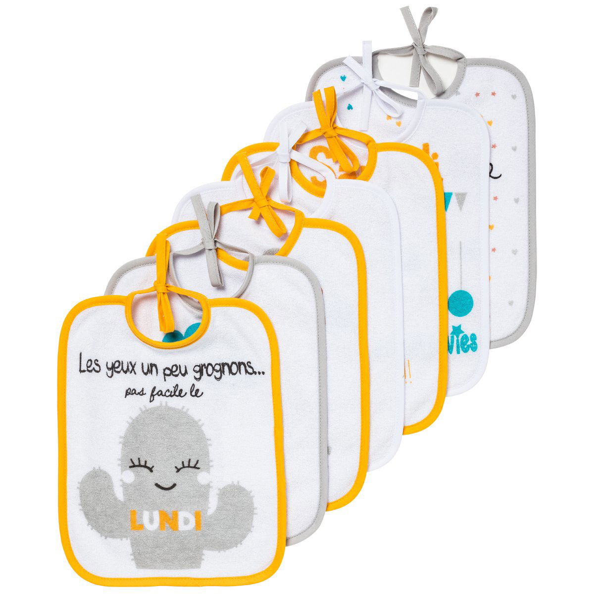 Lot de 7 bavoirs naissance semainiers - BB Malin