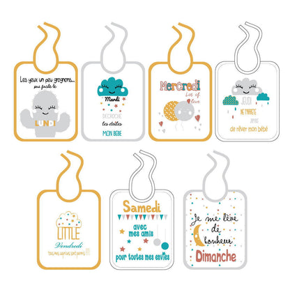 Lot de 7 bavoirs naissance semainiers - BB Malin