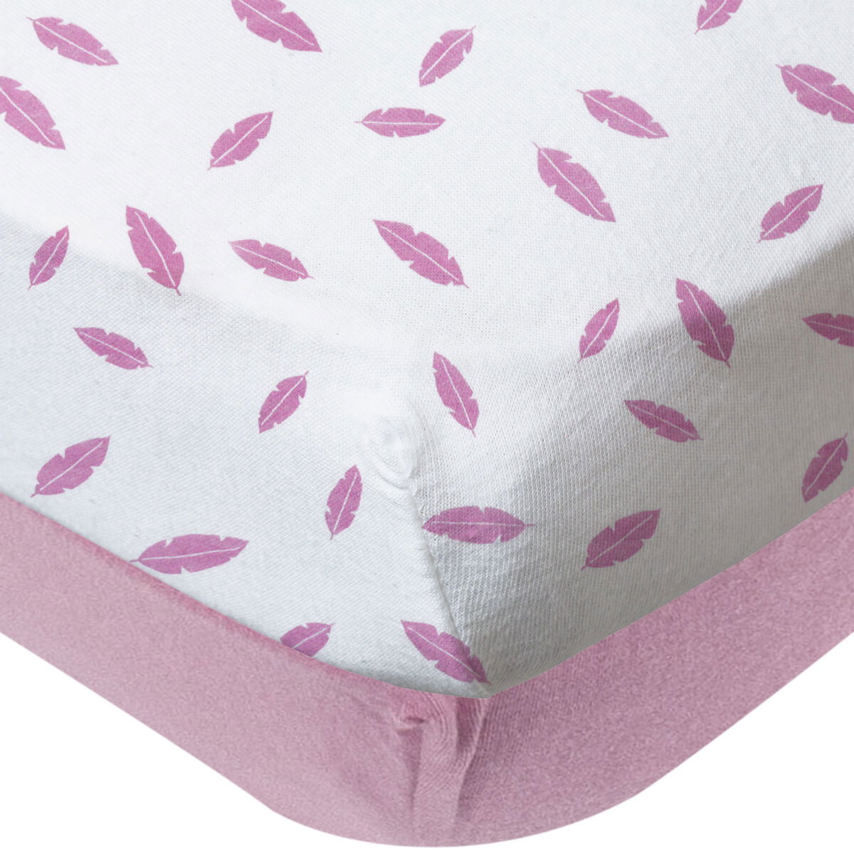 Lot de 2 draps housse  70x140x17 cm - Plumes roses - Babycalin