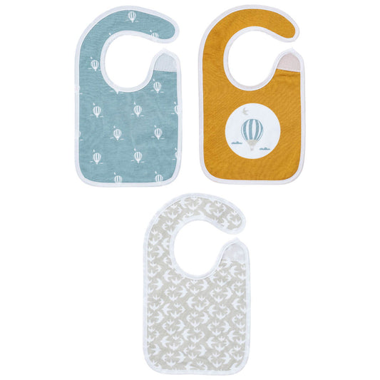 Lot de 3 bavoirs naissance 17x29 cm - Ballon - Little Band