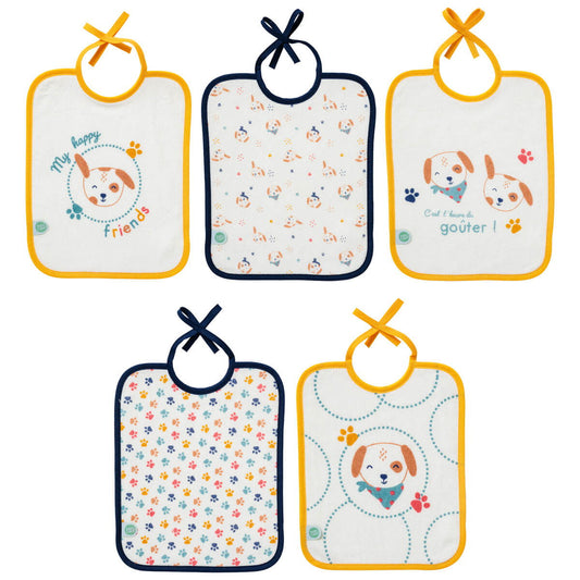 Lot de 5 bavoirs naissance 20x25 cm - Toutou - Babycalin