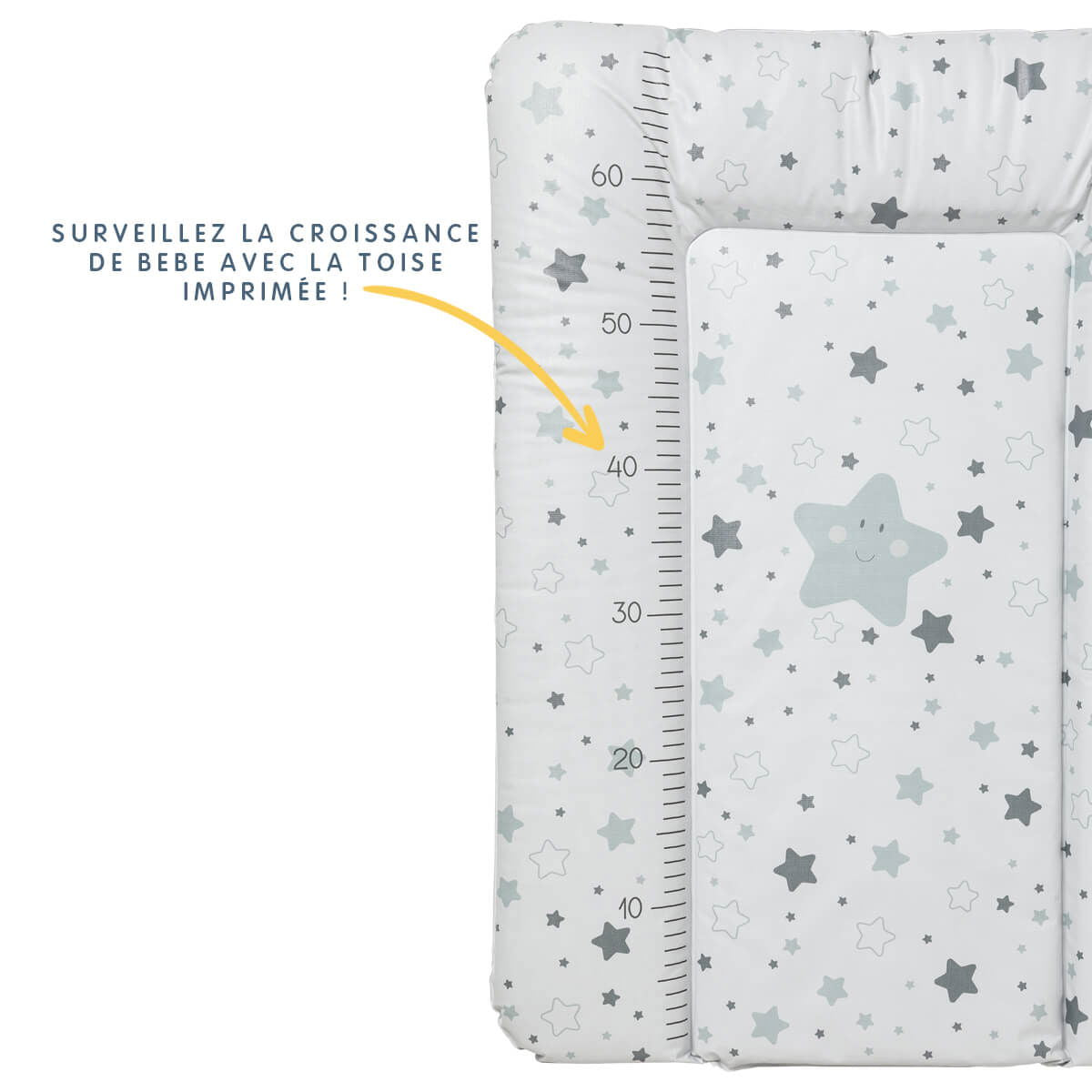 Matelas à langer Confort 50x70 cm - Etoiles grises - 