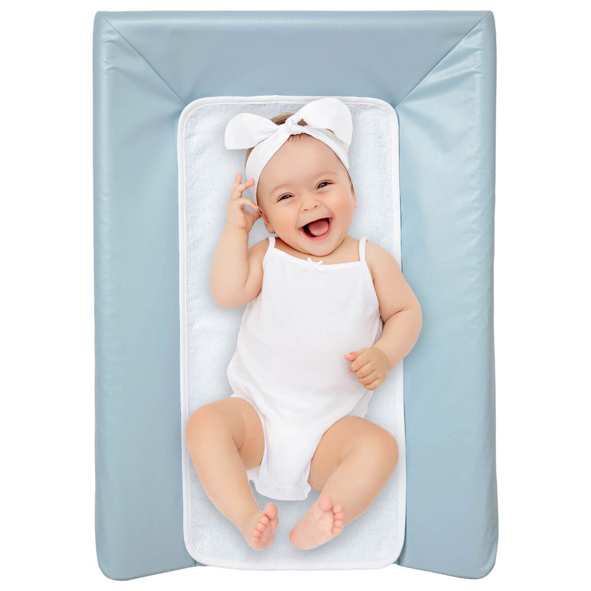 Matelas à langer Luxe + Serviette 50x70 cm - Bleu gris - 