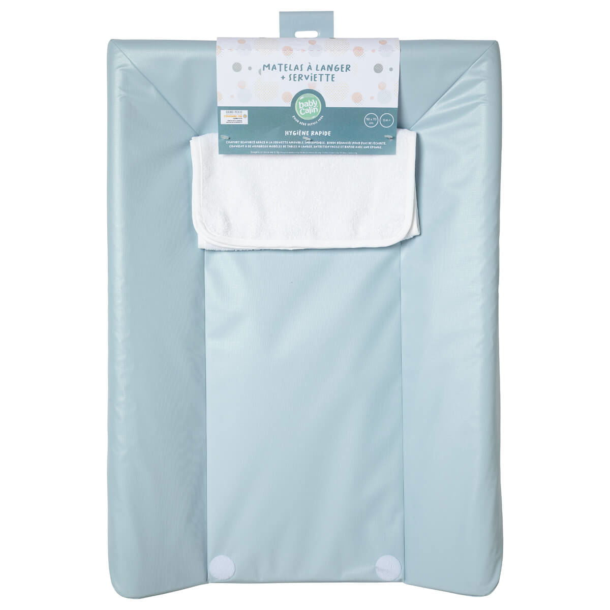 Matelas à langer Luxe + Serviette 50x70 cm - Bleu gris - 