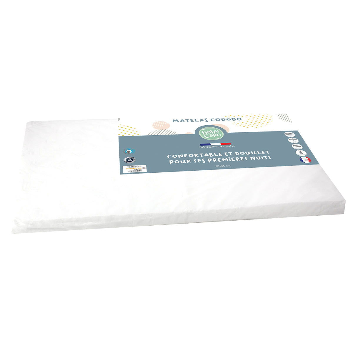Matelas berceau Cododo + Alèse + Drap housse bio blanc - 