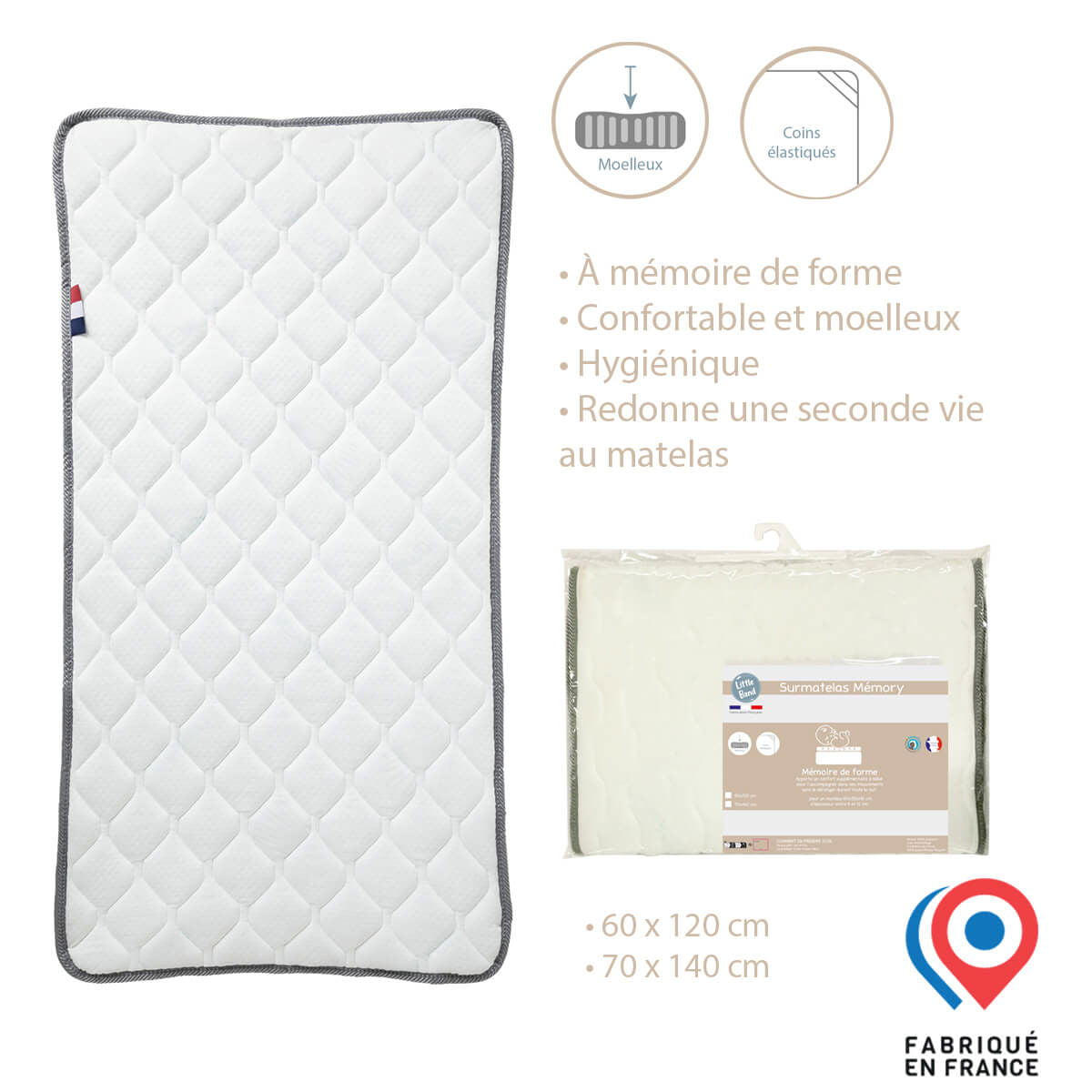 Surmatelas Memory 60x120 cm - 