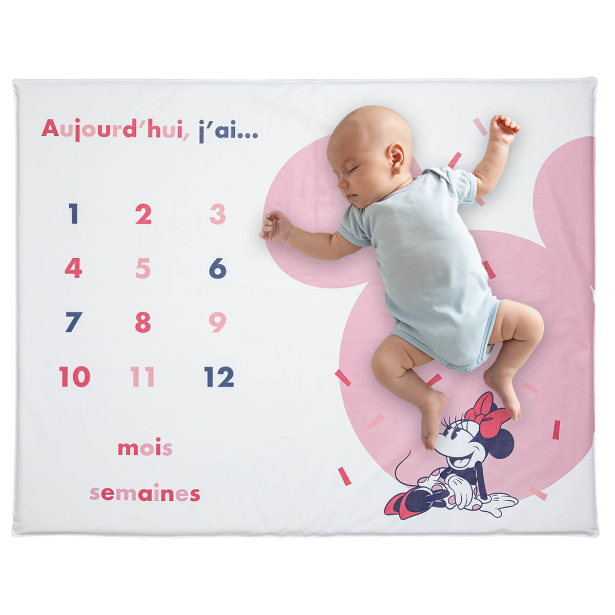 Tapis de jeu en PVC 72x92 cm avec étapes bébé - Minnie Confettis - 