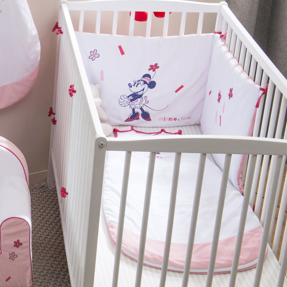 Tour de lit adaptable en velours Minnie Confettis - 40x180 cm - BB Malin