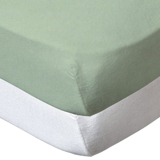 Lot de 2 draps-housse en coton 60x120 cm - Blanc/Vert Amande - Babycalin