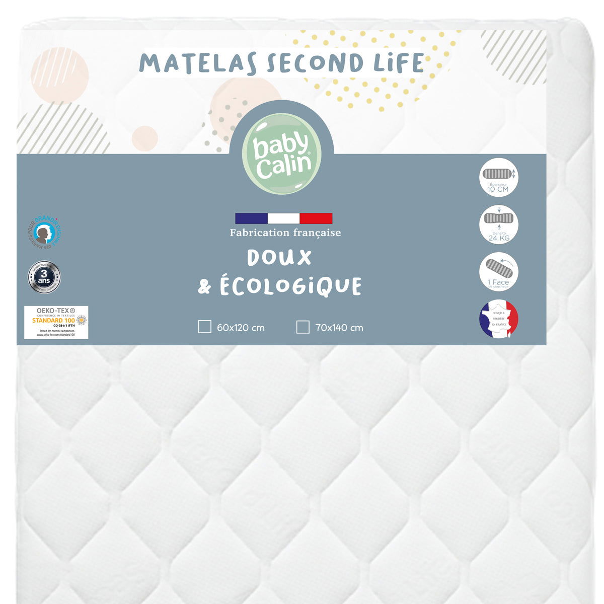 Matelas Second Life 70x140x10 cm - 24kg/m3 - 