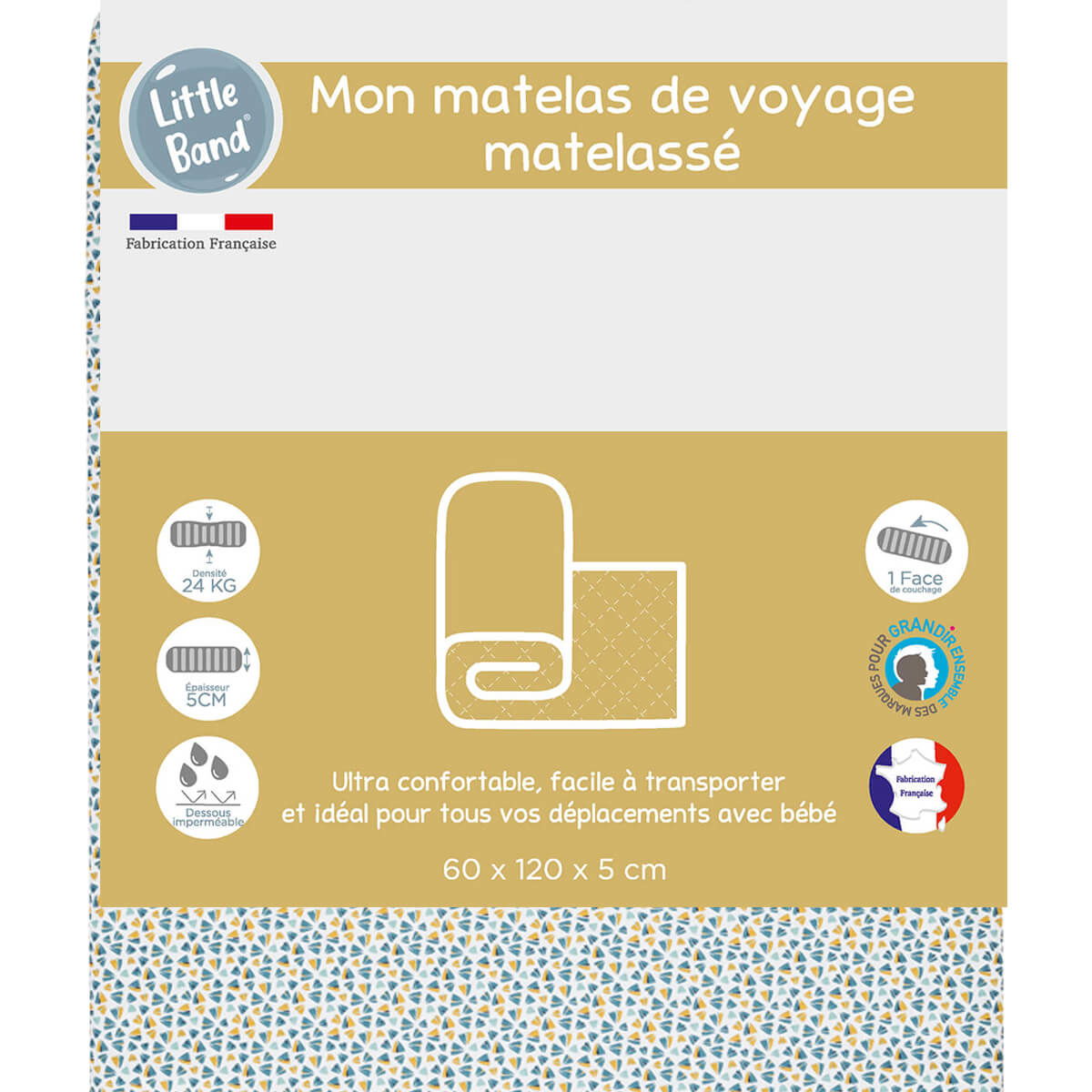 Matelas de voyage roulé 60x120 cm - 24kg/m3 - Zantem - 