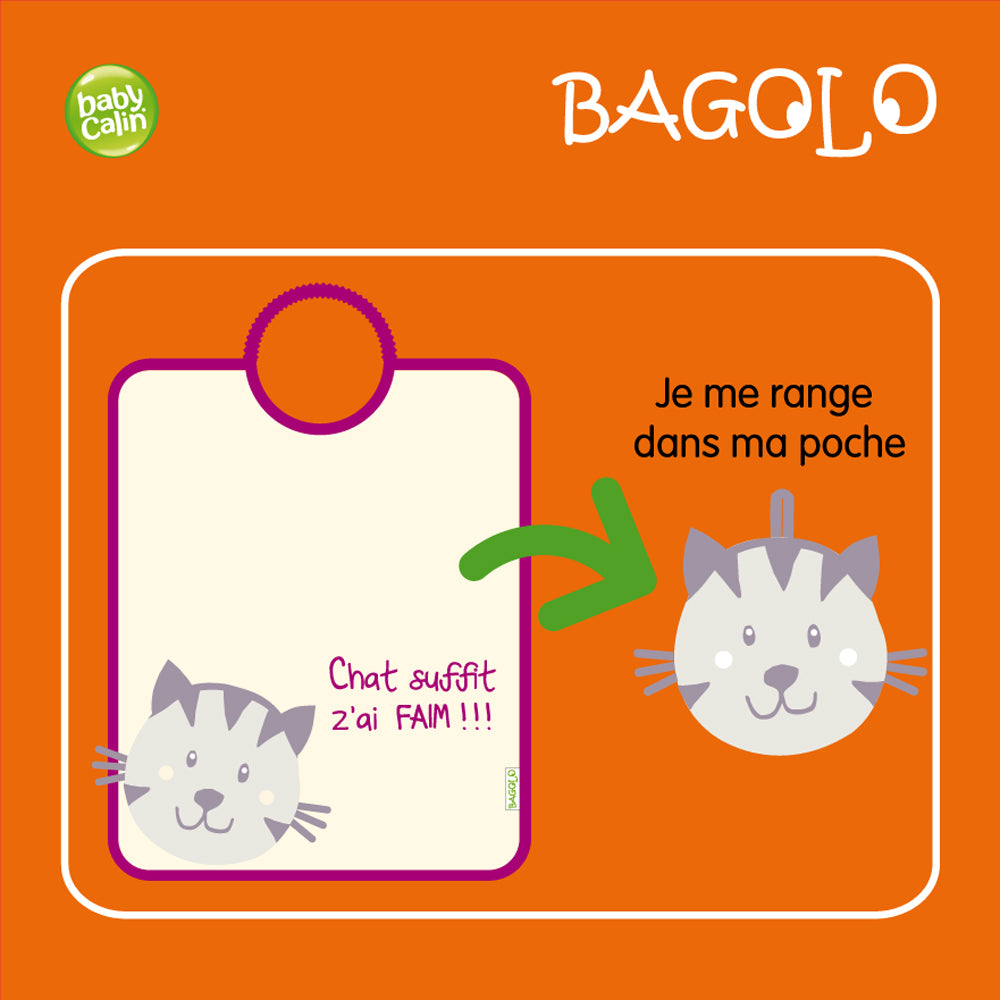 Bavoir pliable Bagolo avec poche - Chat Babycalin - BB Malin