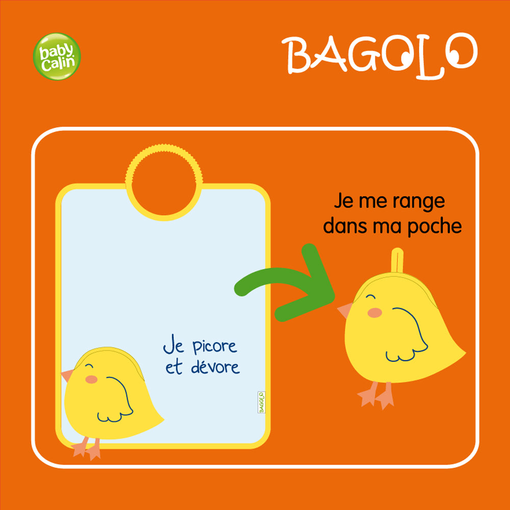 Bavoir pliable Bagolo avec poche - poussin Babycalin - BB Malin