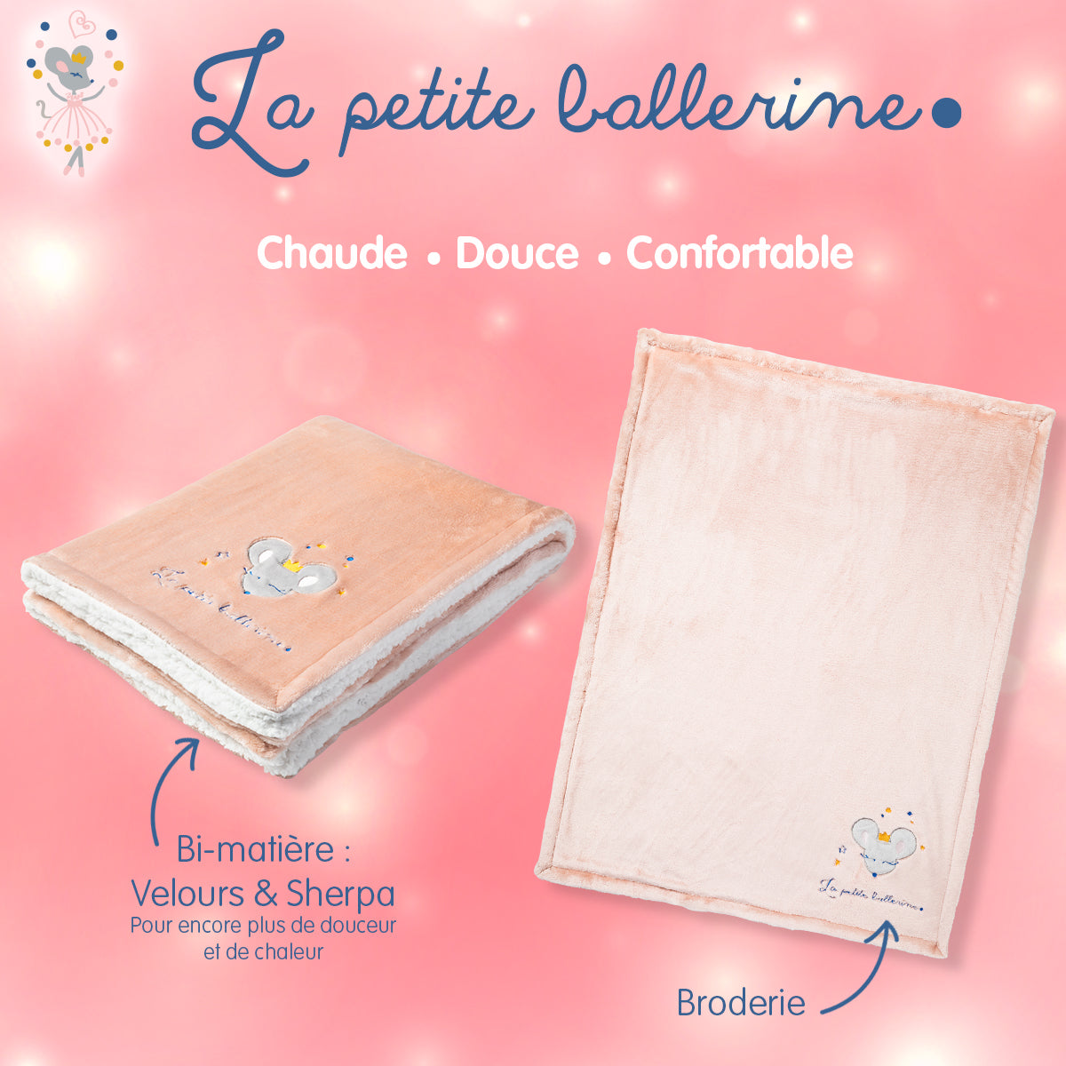 Couverture bi-matière La Petite Ballerine 75x100 cm Babycalin - BB Malin