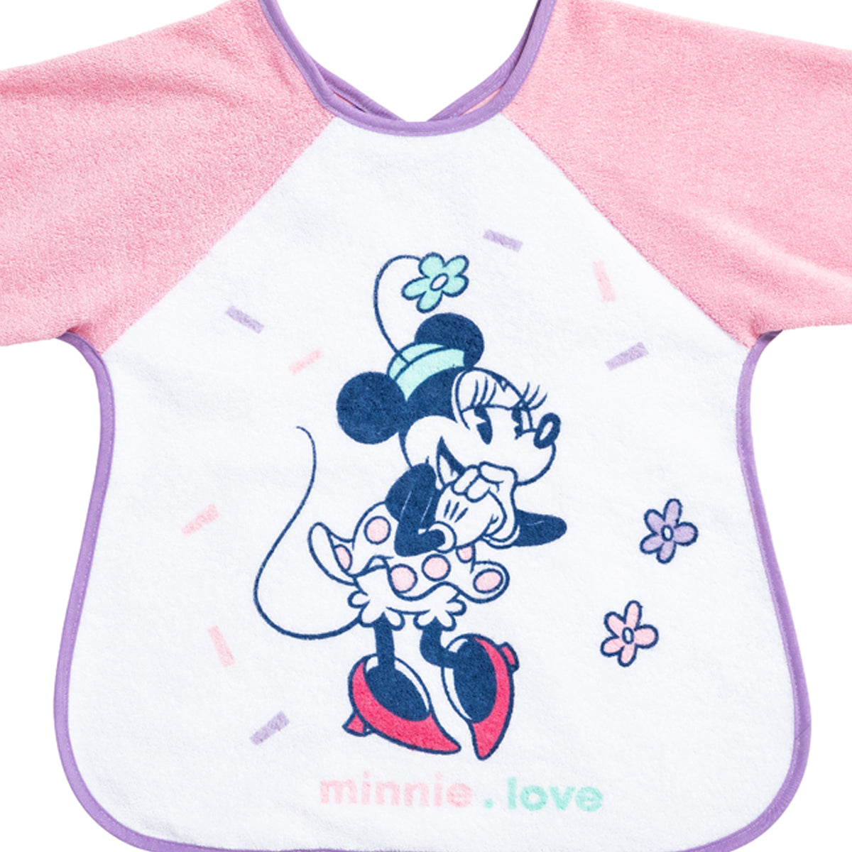 Bavoir tablier manches longues en éponge Minnie Confettis - 12 mois Disney Baby - BB Malin